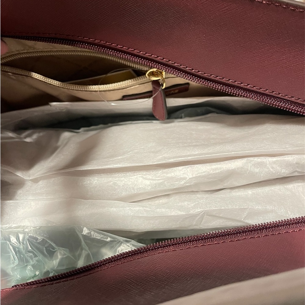 Michael Kors Gilly Tote Bag Burgundy w/ Purse Charm - Picture 6 of 10